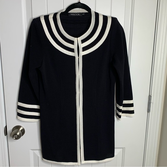 Misook two tone trim knit jacket size XS‎ quiet luxury old money minimalist - Picture 1 of 7